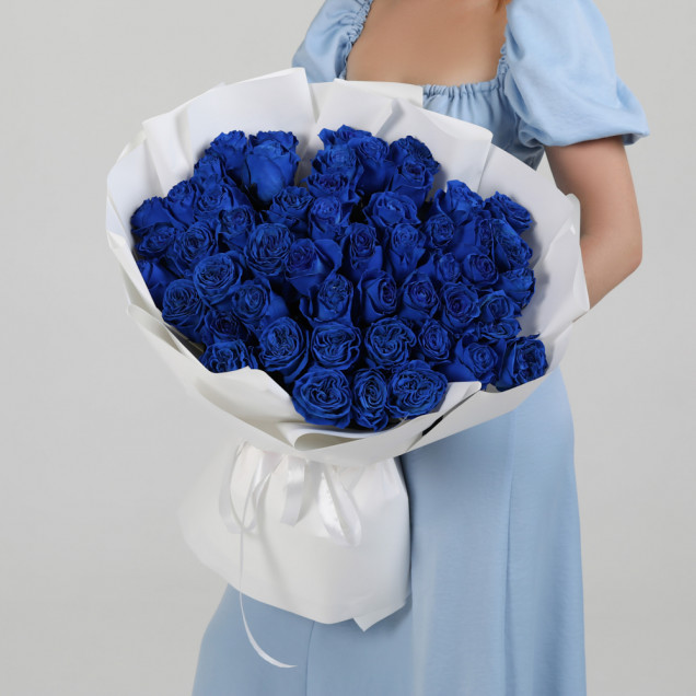 51 синя троянда 60 см.
