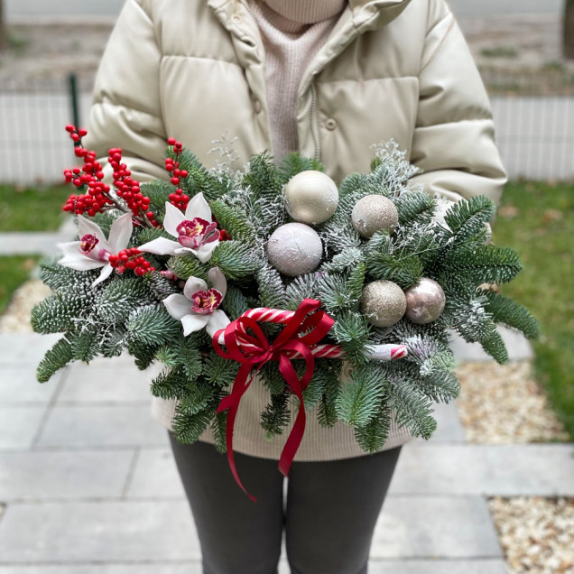 Новорічна композиція "Нобіліс силвер"